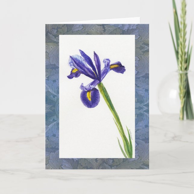 Iris Watercolor with Morris Design Kort (Framsida)