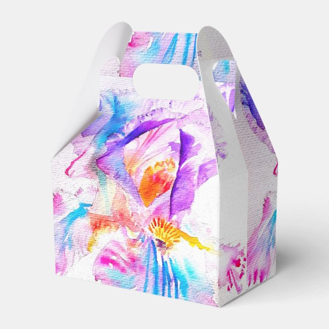 Iris Wedding Cake Favour Box Purple Blue Flowers Presentaskar (Framsidan Sidan)