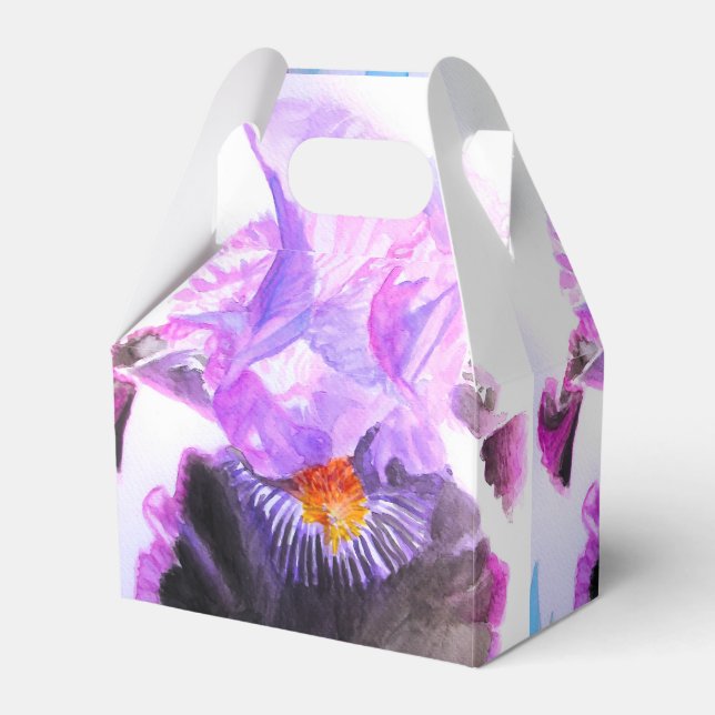 Iris Wedding Cake Favour Box Purple Lilac Flowers Presentaskar (Framsidan Sidan)