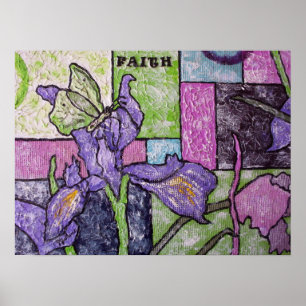 Iris with Butterfly Poster