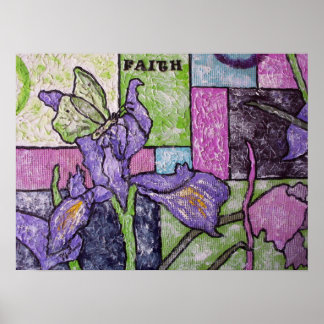 Iris with Butterfly Poster