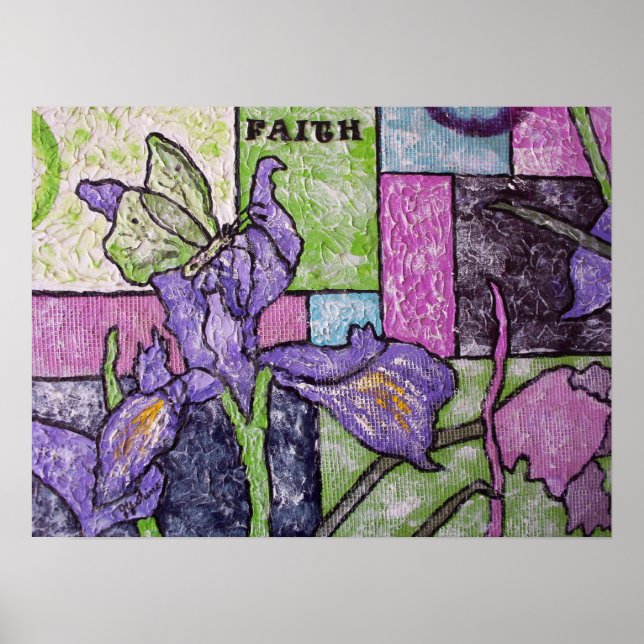 Iris with Butterfly Poster (Framsidan)