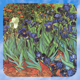 Irisar av Vincent van Gogh, Vintage trädgårdskonst Fyrkantigt Klistermärke
