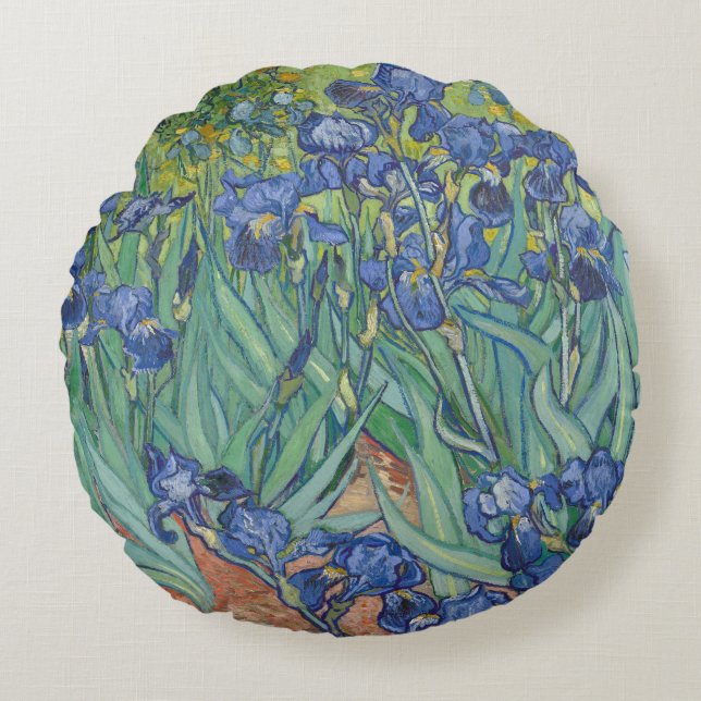 Irisar, Blommåleri i olja, Vincent Van Gogh Rund Kudde (Framsidan)