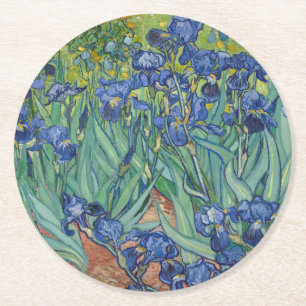 Irisar, Blommålning, Vincent Van Gogh Underlägg Papper Rund