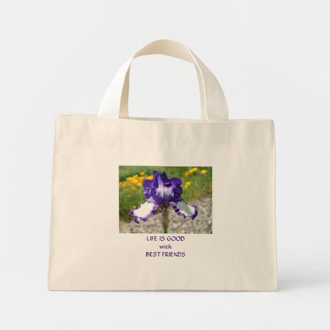 IRISAR IRIS Blommor HANDLETATTA VÄSKAN CANVAS STRA Mini Tygkasse (Framsidan)