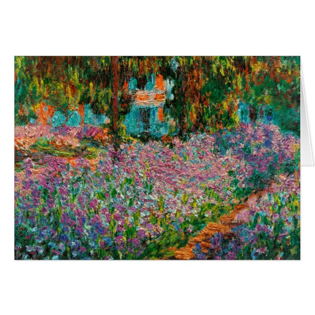 Irisar Monet trädgård Giverny blommor Hälsningskort (Framsidan Horizontal)