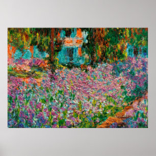 Irisar Monet Trädgård Giverny blommor Poster
