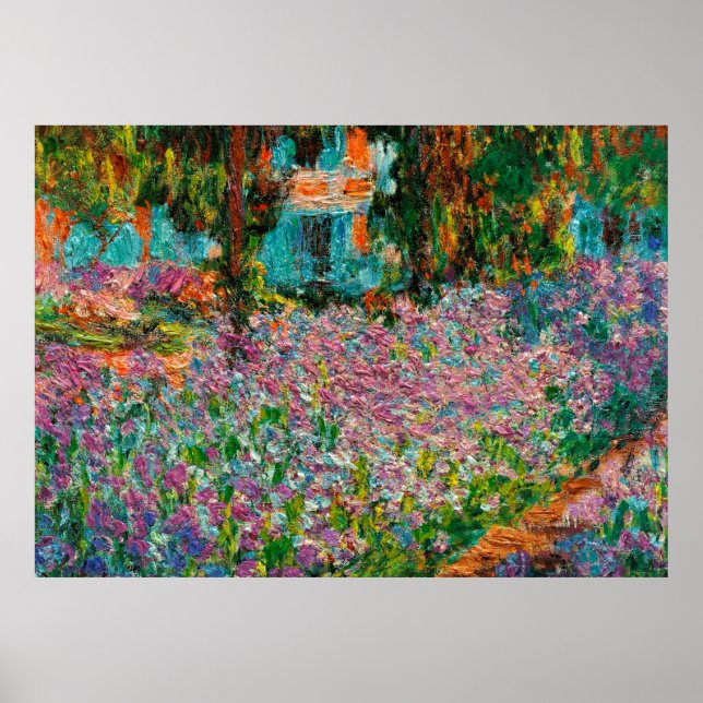 Irisar Monet Trädgård Giverny blommor Poster (Framsidan)