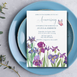Irisblomma akvarell jubileumsfest inbjudningar