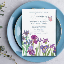 Irisblomma akvarell jubileumsfest inbjudningar