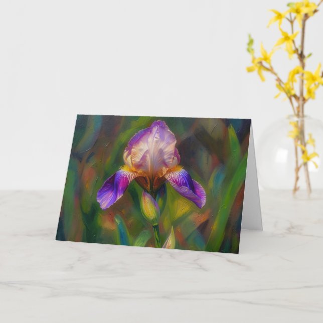 Irisblomma blomsterkonst i oljemålning stil konst  kort (Gul blomma)