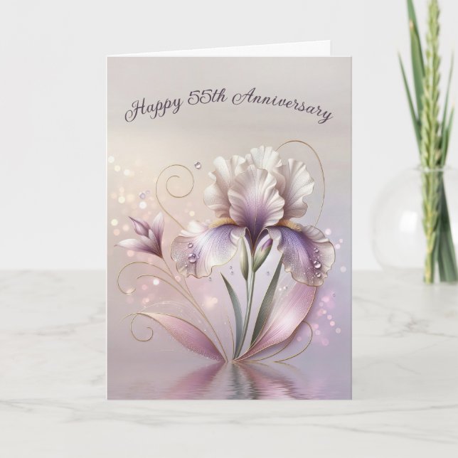Irisblomma i 55-årsjubileumsutförande med guldetni kort (Framsida)