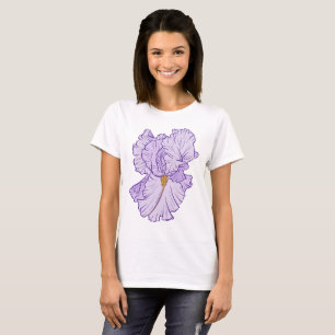 Irisblomma Lila Linjekonst T Shirt