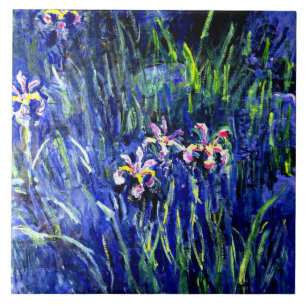 Iriser, blommigt av berömd av Claude Monet Kakelplatta