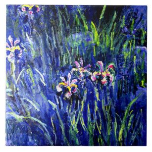 Iriser, blommigt av berömd av Claude Monet Kakelplatta