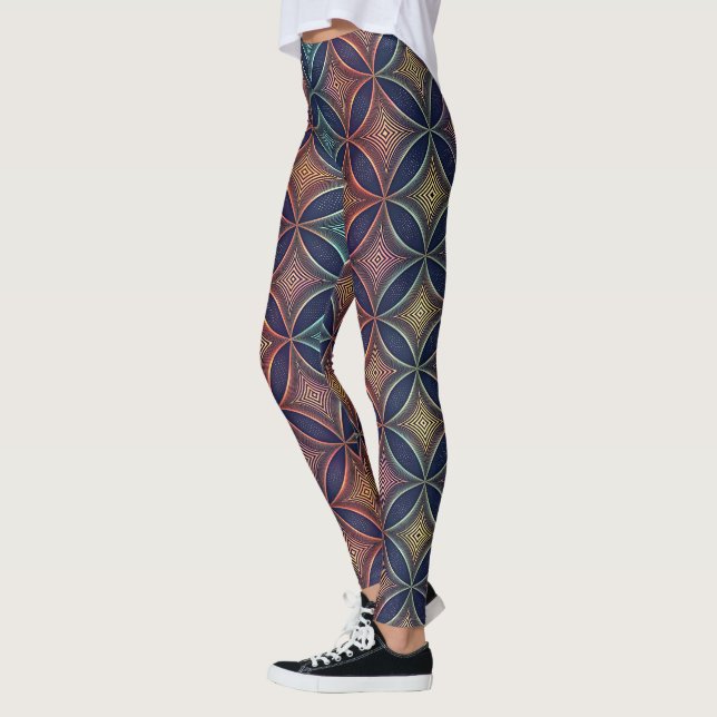 Iriserande 3D Morfande Former | Sömlös Futuristisk Leggings (Vänster)