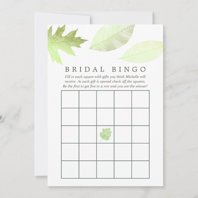 Iriserande akvarell höstlöv bröllop bingo (Framsida)