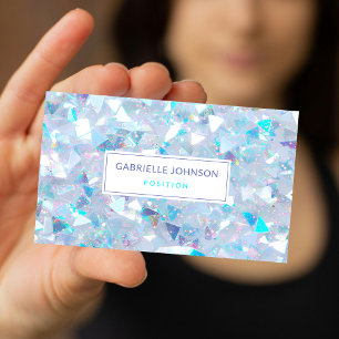 Iriserande Blå Konfetti Glitter Modern    Visitkort