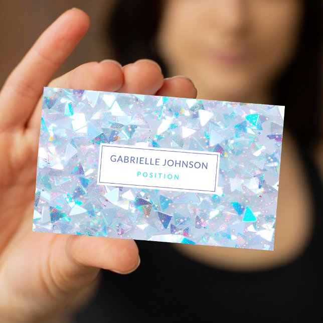 Iriserande Blå Konfetti Glitter Modern    Visitkort (Skapare uppladdad)