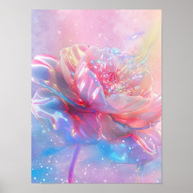 Iriserande Blomster Affisch (Framsidan)