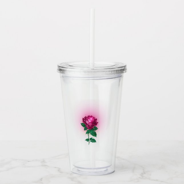 Iriserande burgunderröd ros take away mugg (Framsida)