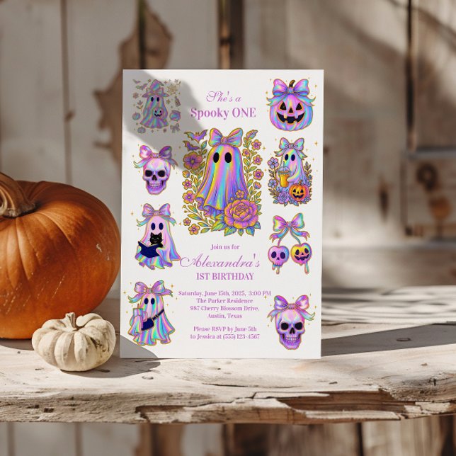 Iriserande Coquette Kuslig ONE Halloween Inbjudningar (Skapare uppladdad)