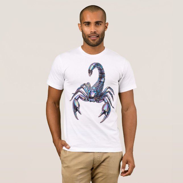 Iriserande Cyber Skorpion Mekanisk Konst T Shirt (Hel framsida)