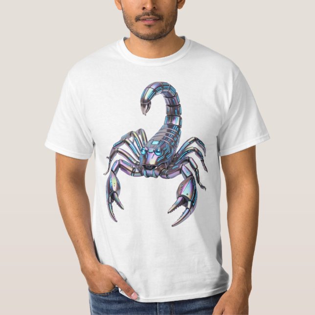Iriserande Cyber Skorpion Mekanisk Konst T Shirt (Framsida)