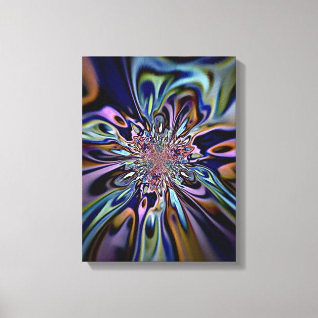 Iriserande Energiflöde Fraktal Konst Canvastryck (Framsida)