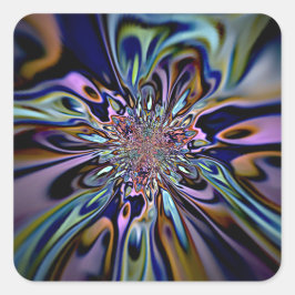 Iriserande Energiflöde Fraktal Konst Fyrkantigt Klistermärke