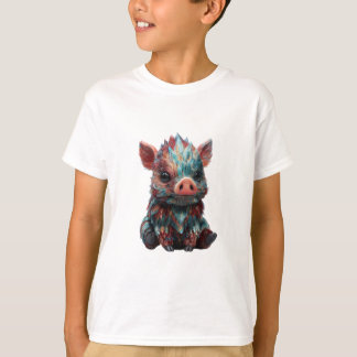 Iriserande Färgrik Fjäderliknande Smågris Barn T Shirt