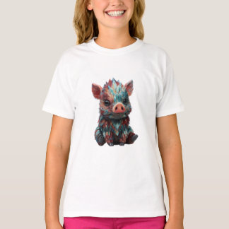 Iriserande Färgrik Fjäderliknande Smågris Barn T Shirt