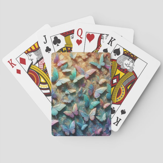 Iriserande fjärilsträdgård casinokort (Baksidan)
