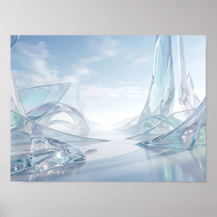 Iriserande Glas Futuristiskt Landskap Poster