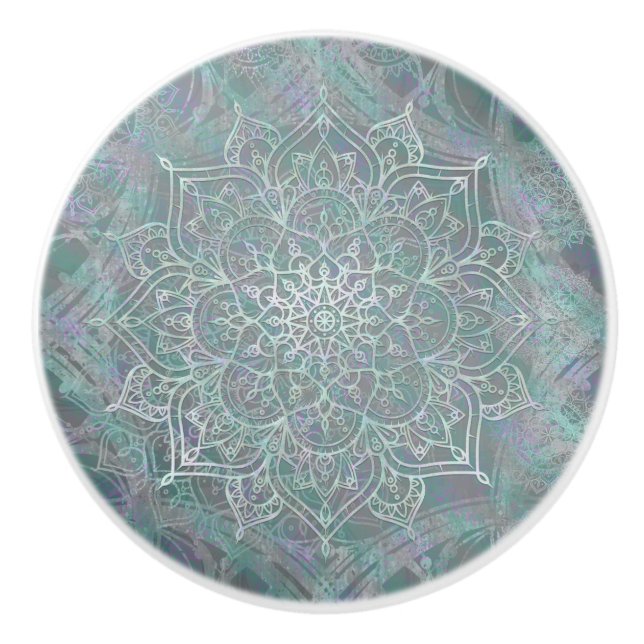 Iriserande Glitter Mandala Boho Chic Knopp (Framsidan)