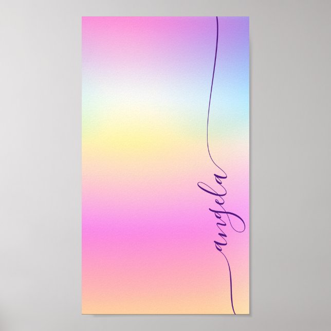 Iriserande Gradient Glam Namn Telefon Bakgrundsbil Poster (Framsidan)