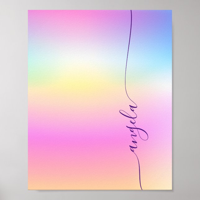 Iriserande Gradient Glam Namn Telefon Bakgrundsbil Poster (Framsidan)