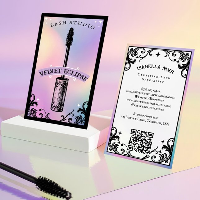 Iriserande holografisk Beauty Lash Salong Lyx Visitkort (Iridescent holographic Beauty Lash Salon Luxury Business Card)