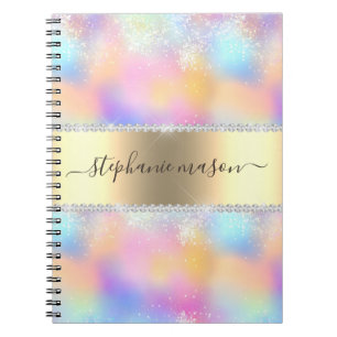 Iriserande holografisk glitter diamantguld modern anteckningsbok
