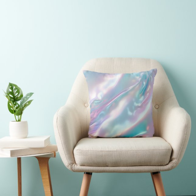 Iriserande holografisk modern blå rosa kudde (Stol)