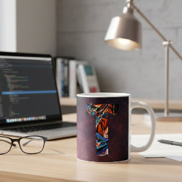 Iriserande Kosmisk Bokstav T Monogram Kaffemugg