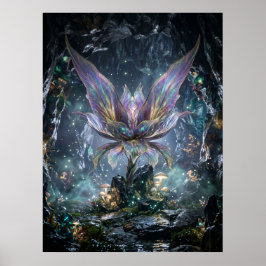 Iriserande kristallblommig grotta poster