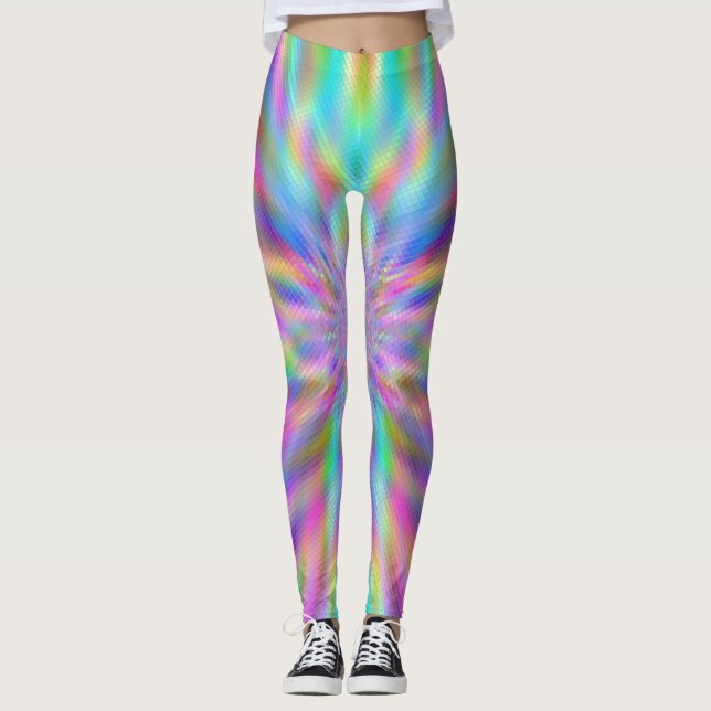Iriserande kromblock leggings (Framsida)