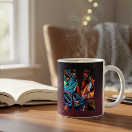 Iriserande krombokstav M: Holografiskt monogram Kaffemugg