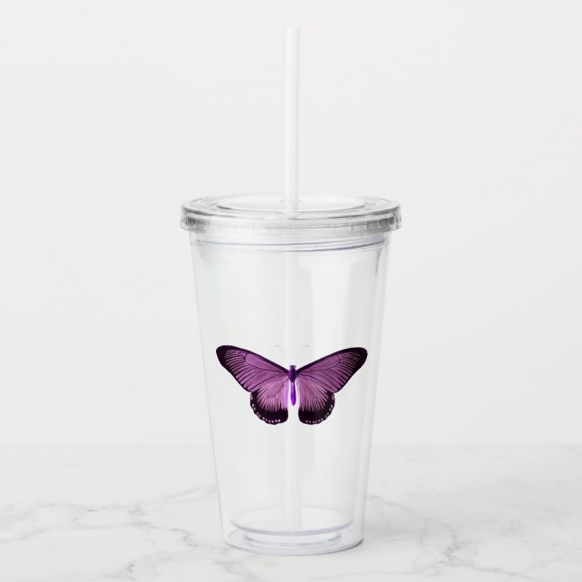 Iriserande lila fjäril take away mugg (Framsida)