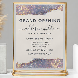 Iriserande lila guld glam glitter affär reklamblad
