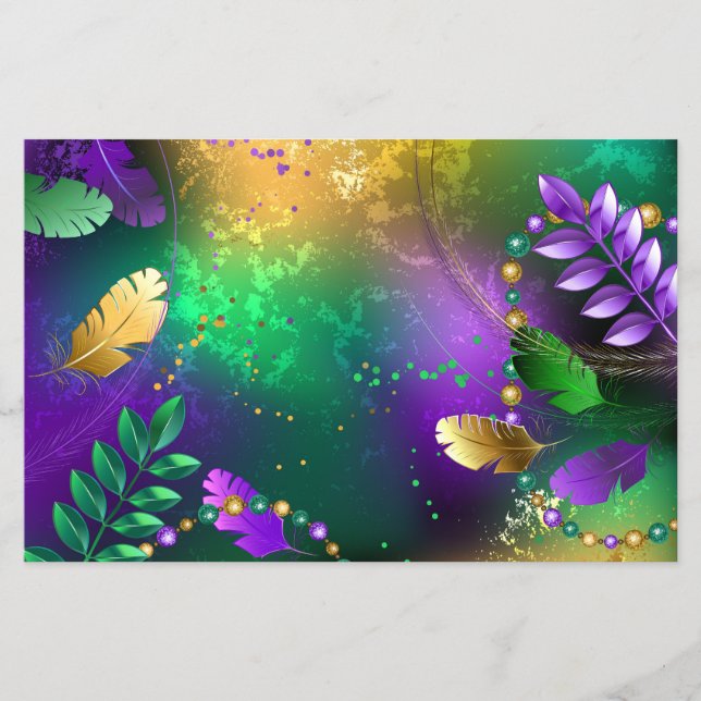 Iriserande Mardi Gras-bakgrund med pärlor Flygblad (Framsidan)