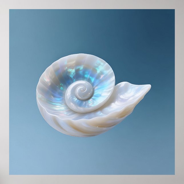 Iriserande Nautilus Snäckspiral Poster (Framsidan)