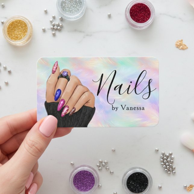 Iriserande Opal Manikyrkonstnär Artist Nagel Art S Visitkort (Skapare uppladdad)